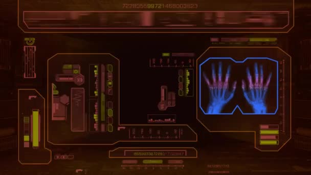 Digitalização avançada das mãos vermelho — Vídeo de Stock
