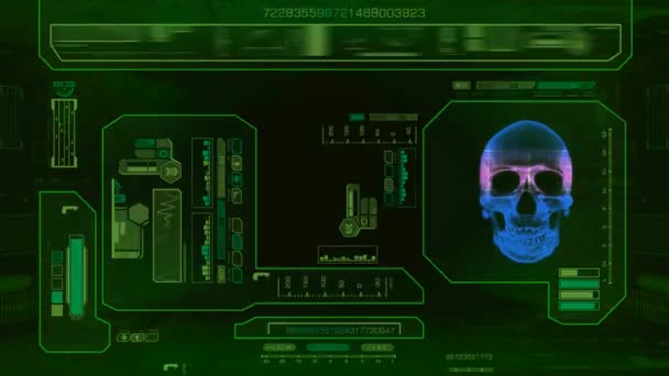 Расширенное сканирование черепа - зеленый — стоковое видео