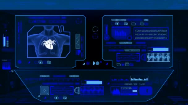 Verificação médica do coração - azul — Vídeo de Stock