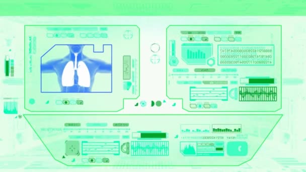 Verificação médica dos pulmões - verde & branco — Vídeo de Stock