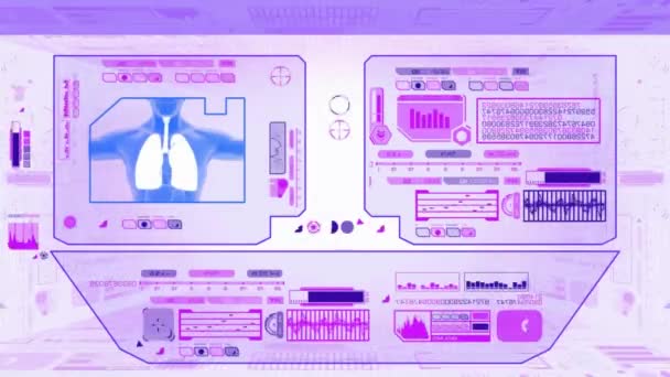 Comprobación médica de pulmones - morado y blanco — Vídeos de Stock