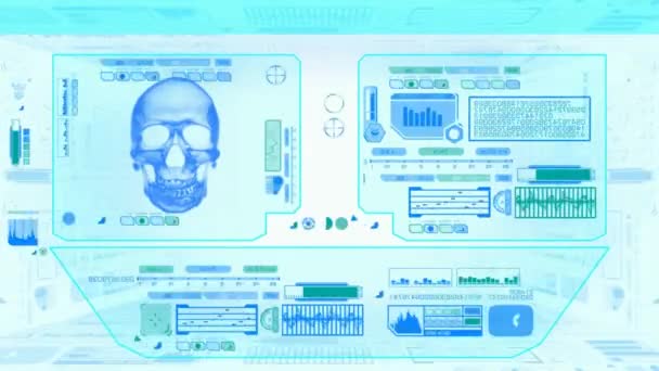 Skull Medical Check - blue & white — Stock Video
