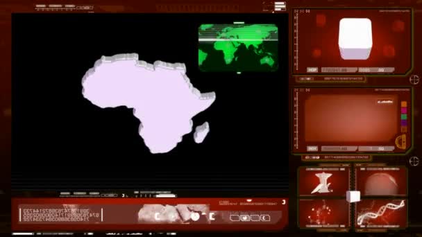 Africa - computer monitor - red — Stock Video