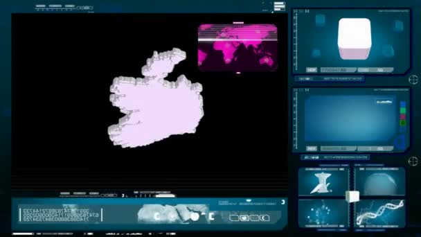 Irlandia - monitor komputerowy - niebieski — Wideo stockowe