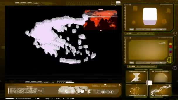 ギリシャ - コンピューターのモニター - イエロー 01 — ストック動画