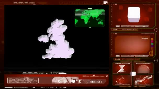 Storbritannien - datorskärm - röd 01 — Stockvideo