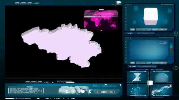 比利时-电脑显示器-蓝色 — 图库视频影像