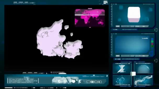 Dinamarca - monitor de ordenador - azul — Vídeo de stock