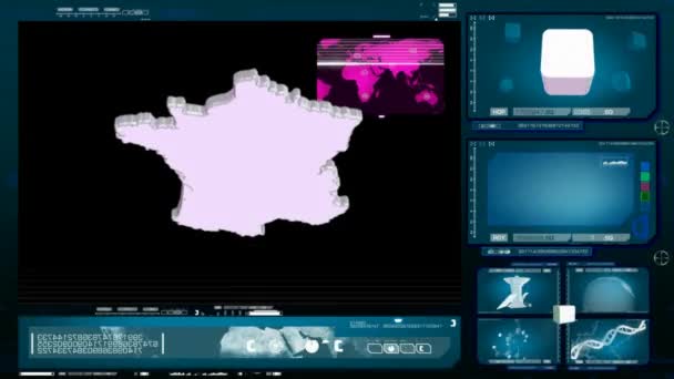Франції - монітор комп'ютера - синій — стокове відео