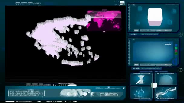 Řecko - počítačový monitor - modrá — Stock video