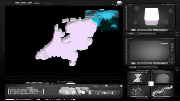 Países Baixos - monitor de computador - preto — Vídeo de Stock