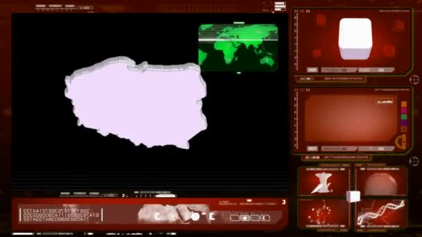 Polónia - monitor de computador - vermelho — Vídeo de Stock