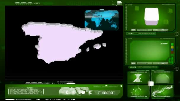 Испания - монитор компьютера - зеленый — стоковое видео