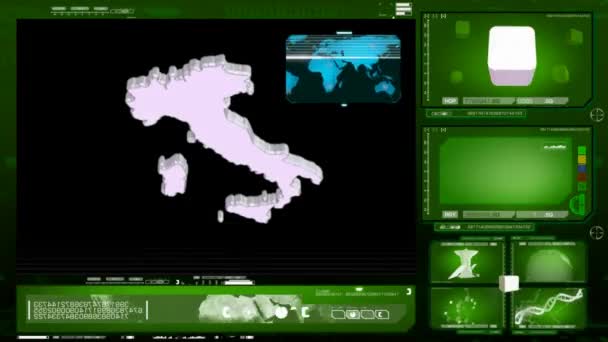 Италия - монитор компьютера - зеленый — стоковое видео