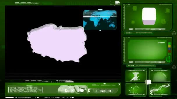 Polen - Computermonitor - grün — Stockvideo