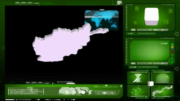 Afghánistán - počítačový monitor - zelená 00 — Stock video