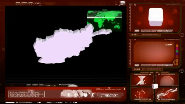 Afganistán - monitor de ordenador - rojo 00 — Vídeo de stock