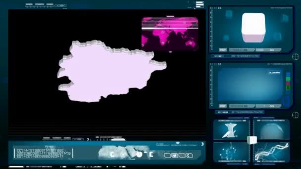 Andorra - Computermonitor - blau — Stockvideo