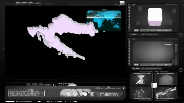 克罗地亚-电脑显示器-黑 — 图库视频影像