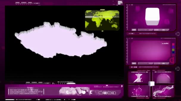 Česká republika - počítačový monitor - 00 růžový — Stock video