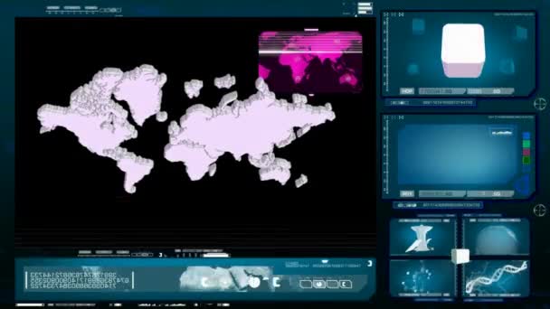 Mundo - monitor de computador - azul 00 — Vídeo de Stock