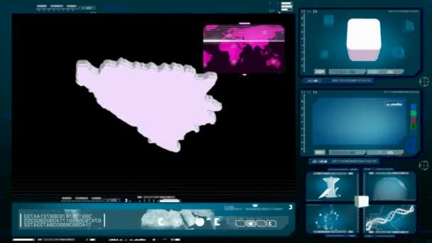 波斯尼亚和黑塞哥维那-电脑显示器-蓝色 00 — 图库视频影像