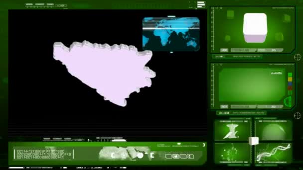 Босния и Герцеговина - компьютерный монитор - зеленый 00 — стоковое видео