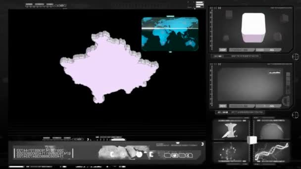 Kosowo - monitor komputerowy - czarny — Wideo stockowe