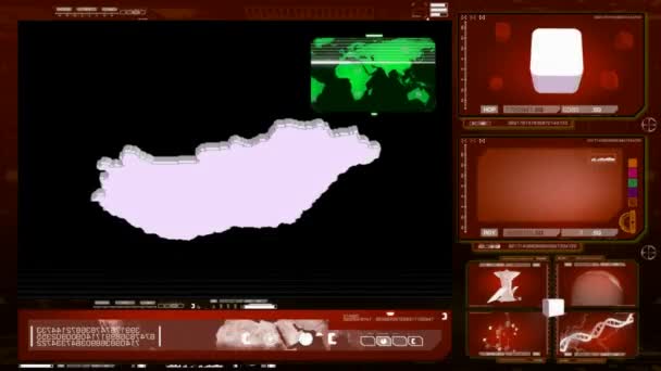 Hungria - monitor de computador - vermelho — Vídeo de Stock