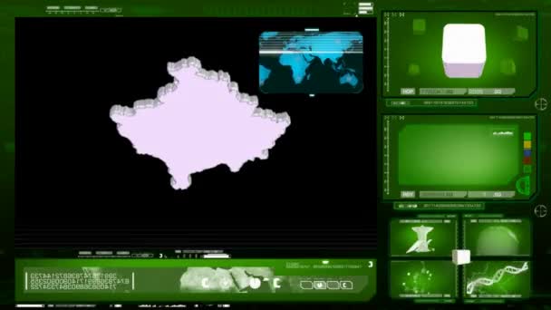Kosovo - monitor de computador - verde — Vídeo de Stock