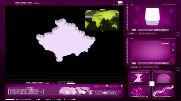 Kosovo - computer monitor - pink — Stock Video