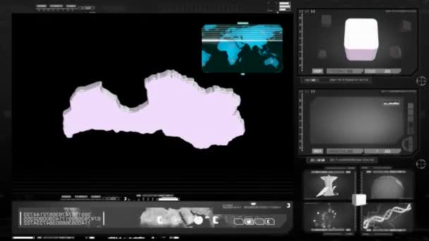 Латвия - монитор компьютера - черный — стоковое видео