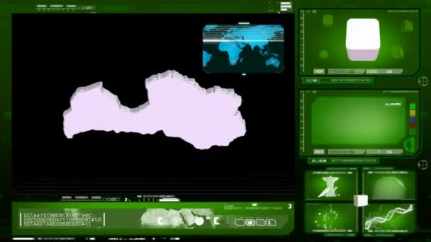Латвия - монитор компьютера - зеленый — стоковое видео