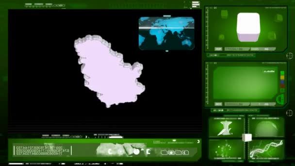 Szerbia - számítógép-monitor - zöld 00 — Stock videók