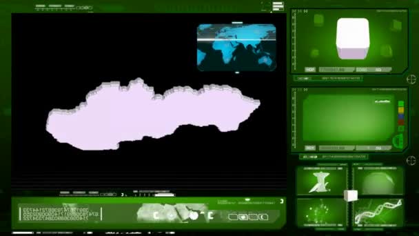 Eslováquia - monitor informático - verde 00 — Vídeo de Stock