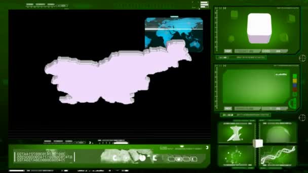 Słowenia - monitor komputerowy - zielony 00 — Wideo stockowe