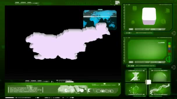 Словения - монитор компьютера - зеленый 00 — стоковое видео
