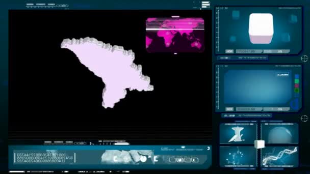 摩尔多瓦-电脑显示器-蓝色 — 图库视频影像
