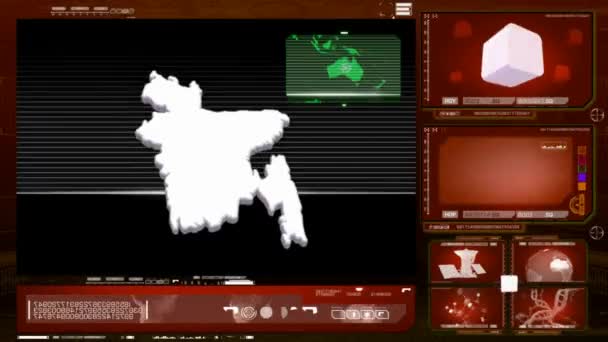 Bangladesh monitor de computador vermelho — Vídeo de Stock