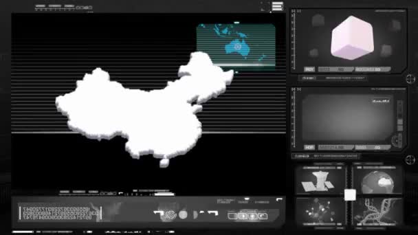 Čína - počítačový monitor - černá 00 — Stock video