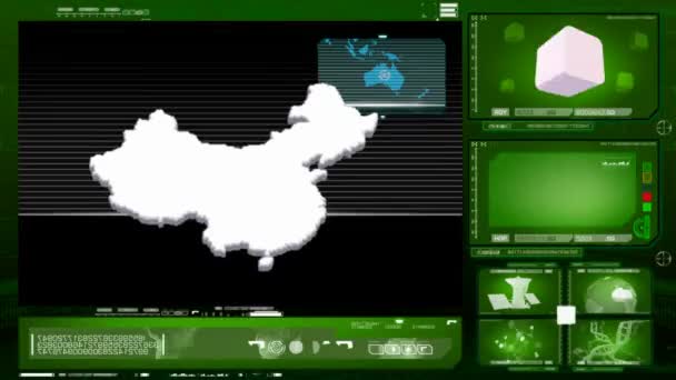 Kína - számítógép-monitor - zöld 00 — Stock videók
