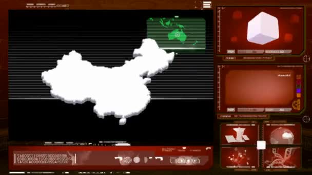 China - monitor de ordenador - rojo 00 — Vídeo de stock