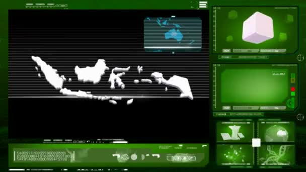 Indonesien - Computermonitor - grün — Stockvideo