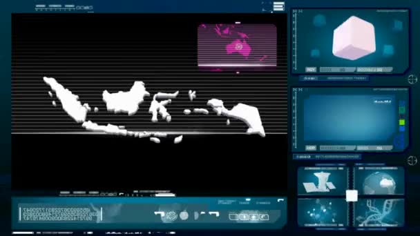 Indonezja - monitor komputerowy - 00 niebieski — Wideo stockowe