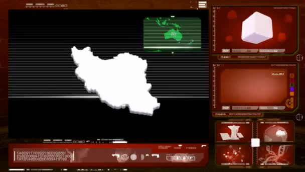 Иран - монитор компьютера - красный 00 — стоковое видео