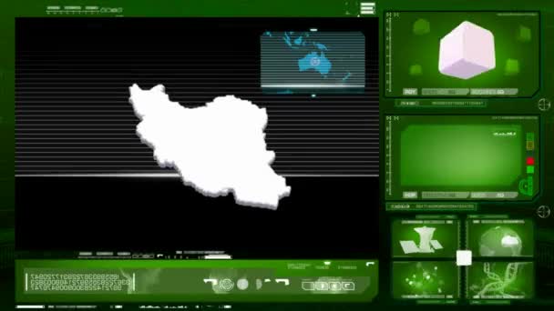 Irán - monitor de ordenador - verde 00 — Vídeo de stock