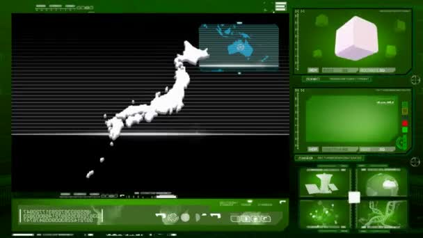 Japonsko - počítačový monitor - zelená 0 — Stock video