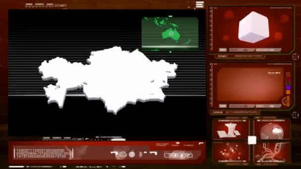 Казахстан - монитор компьютера - красный — стоковое видео