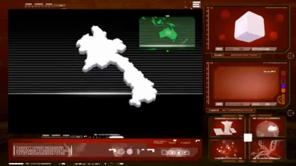 Лаос - монитор компьютера - красный — стоковое видео