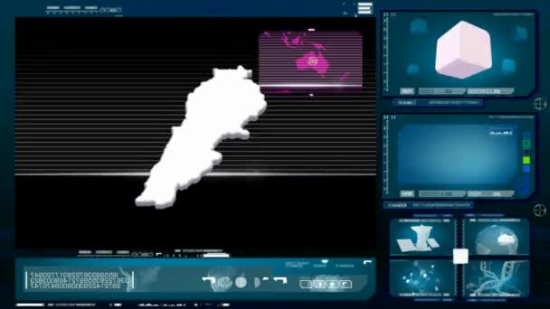 レバノン - コンピューター モニター - ブルー — ストック動画